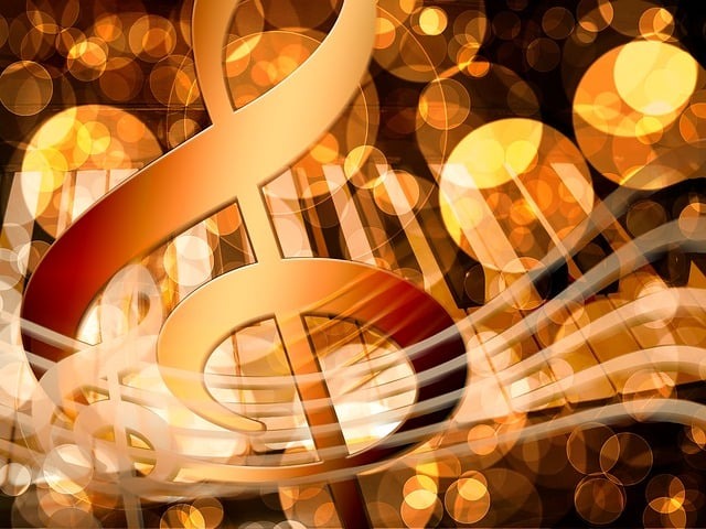 Stylish abstract bokeh image of musical notes